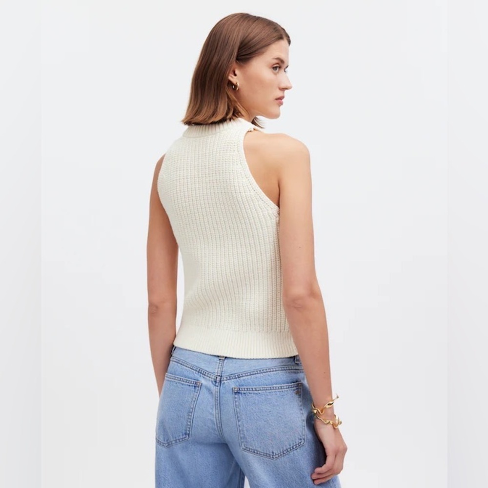 Madewell Cutaway Sweater Vest Bright Ivory Size S - Picture 5 of 12